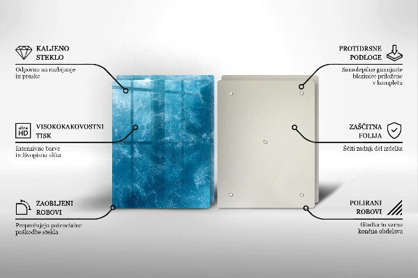 Steklena podloga za rezanje Modra voda