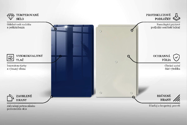 Steklena podloga za rezanje Modra barva