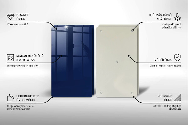 Steklena podloga za rezanje Modra barva