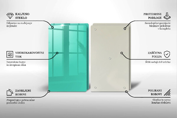 Steklena podloga za rezanje Zelena barva