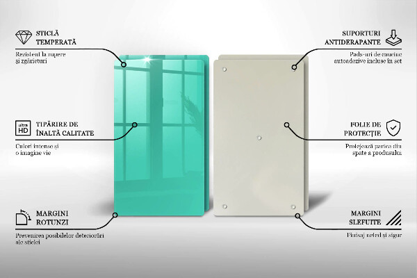Steklena podloga za rezanje Zelena barva