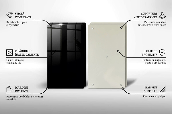 Steklena podloga za rezanje Črna barva