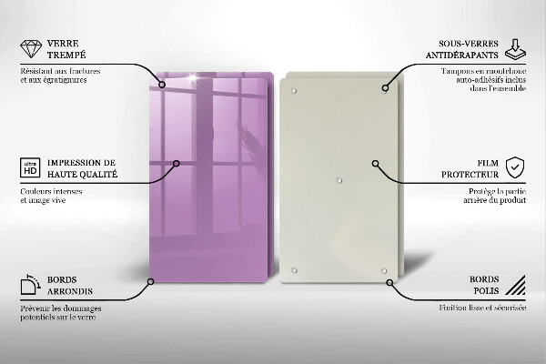 Steklena podloga za rezanje Vijolična barva