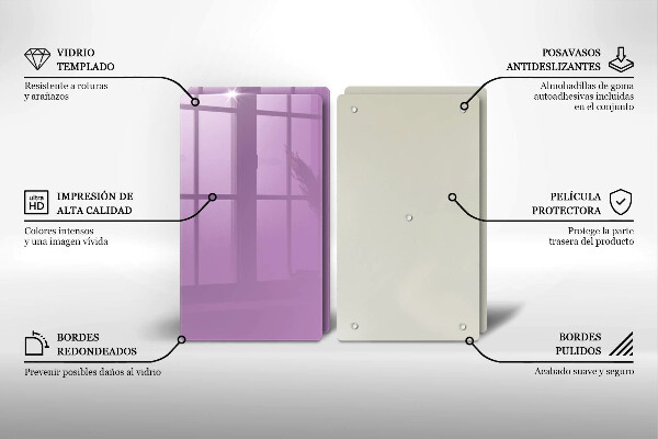 Steklena podloga za rezanje Vijolična barva