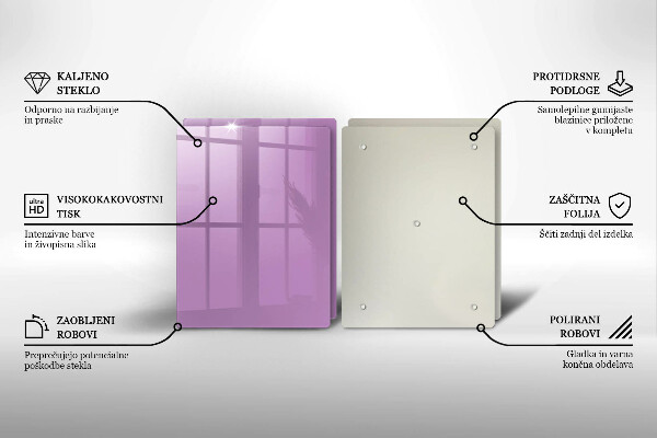 Steklena podloga za rezanje Vijolična barva