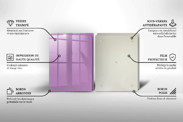 Steklena podloga za rezanje Vijolična barva