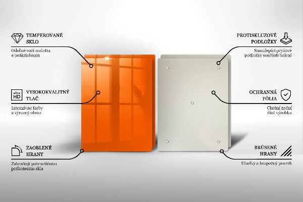 Steklena podloga za rezanje oranžna barva