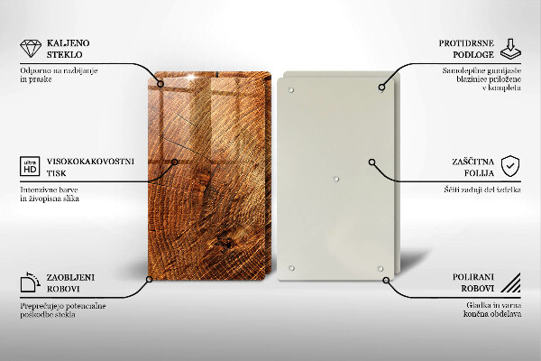 Steklena podloga za rezanje Lesno zrno drevesa