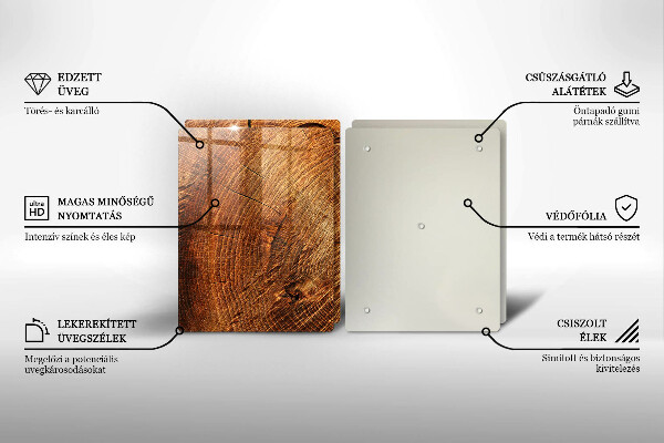 Steklena podloga za rezanje Lesno zrno drevesa