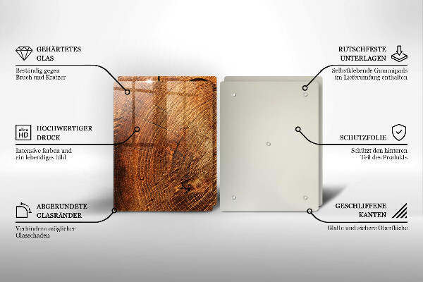 Steklena podloga za rezanje Lesno zrno drevesa