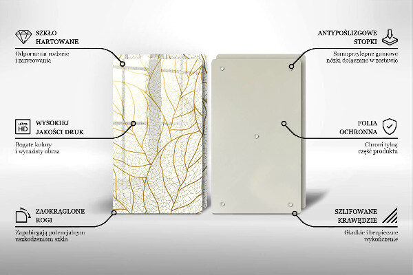 Steklena podloga za rezanje Črtni vzorec listov