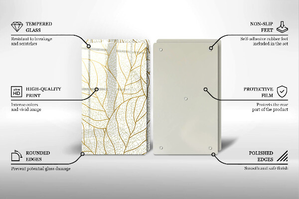 Steklena podloga za rezanje Črtni vzorec listov