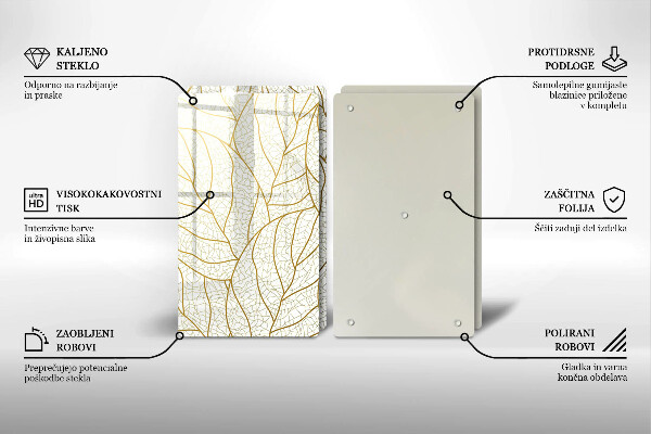 Steklena podloga za rezanje Črtni vzorec listov