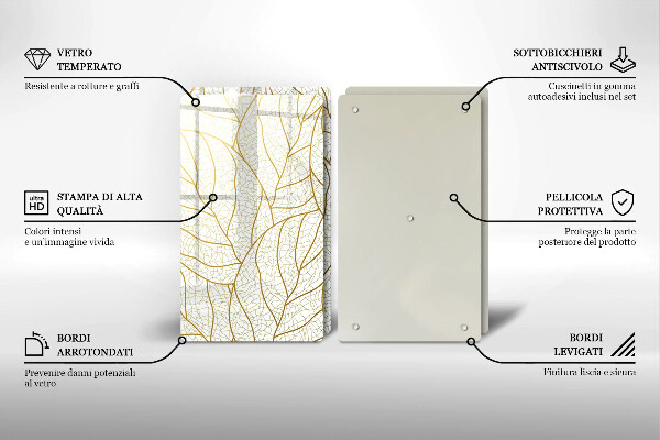 Steklena podloga za rezanje Črtni vzorec listov