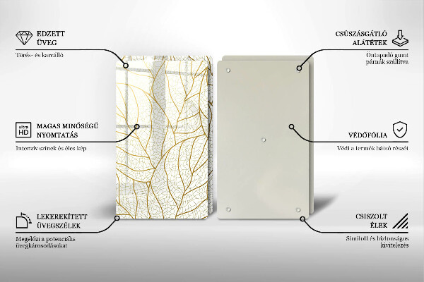 Steklena podloga za rezanje Črtni vzorec listov