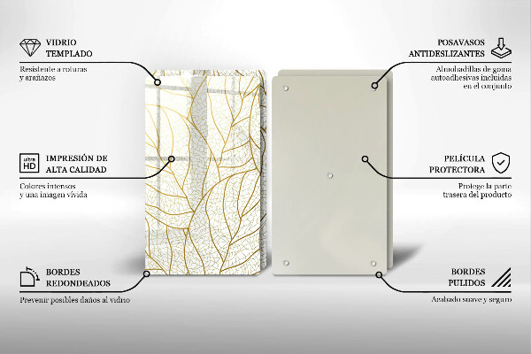 Steklena podloga za rezanje Črtni vzorec listov