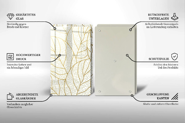 Steklena podloga za rezanje Črtni vzorec listov