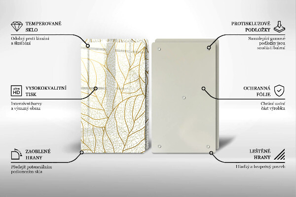 Steklena podloga za rezanje Črtni vzorec listov