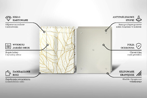 Steklena podloga za rezanje Črtni vzorec listov