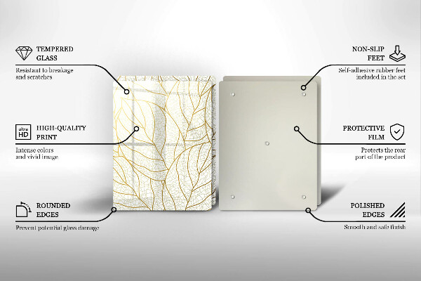 Steklena podloga za rezanje Črtni vzorec listov