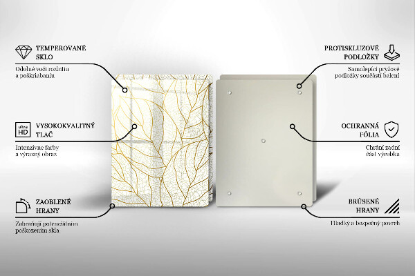 Steklena podloga za rezanje Črtni vzorec listov