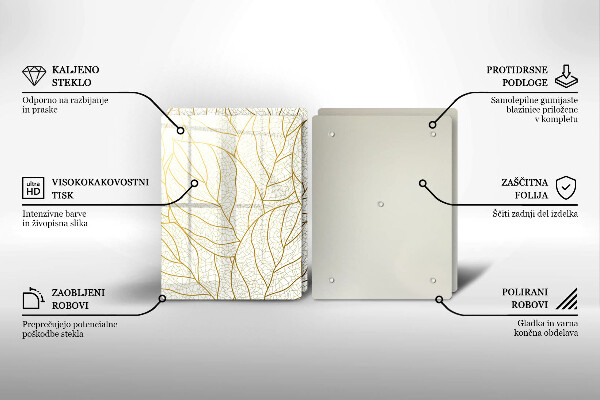 Steklena podloga za rezanje Črtni vzorec listov