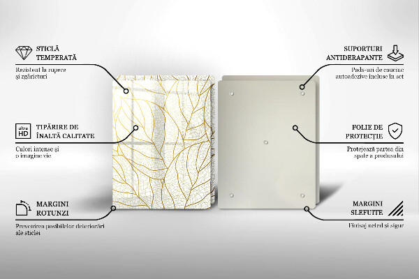 Steklena podloga za rezanje Črtni vzorec listov