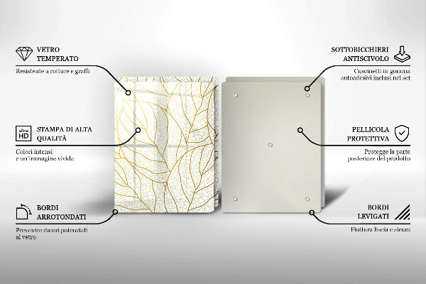 Steklena podloga za rezanje Črtni vzorec listov