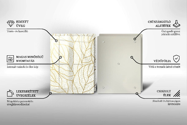 Steklena podloga za rezanje Črtni vzorec listov