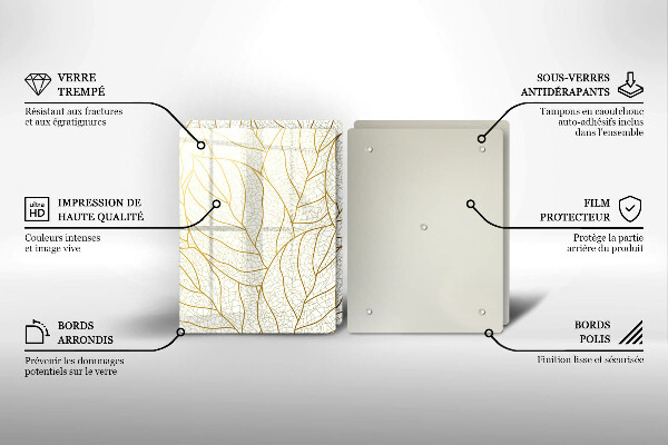 Steklena podloga za rezanje Črtni vzorec listov