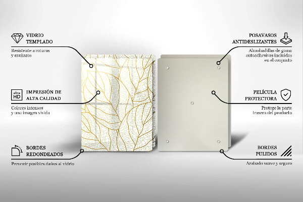 Steklena podloga za rezanje Črtni vzorec listov