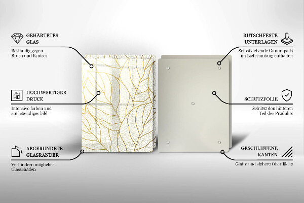 Steklena podloga za rezanje Črtni vzorec listov