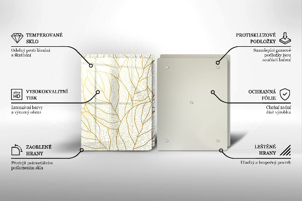 Steklena podloga za rezanje Črtni vzorec listov