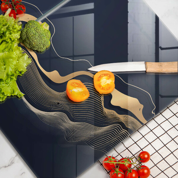 Steklena podloga za rezanje Abstraktne zlate črte