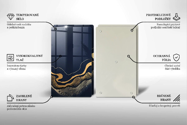 Steklena podloga za rezanje Abstraktne zlate črte