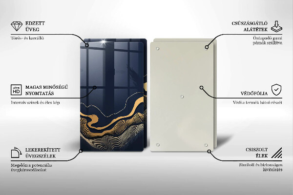 Steklena podloga za rezanje Abstraktne zlate črte