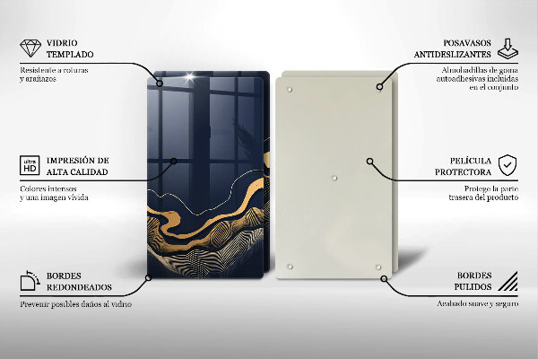 Steklena podloga za rezanje Abstraktne zlate črte