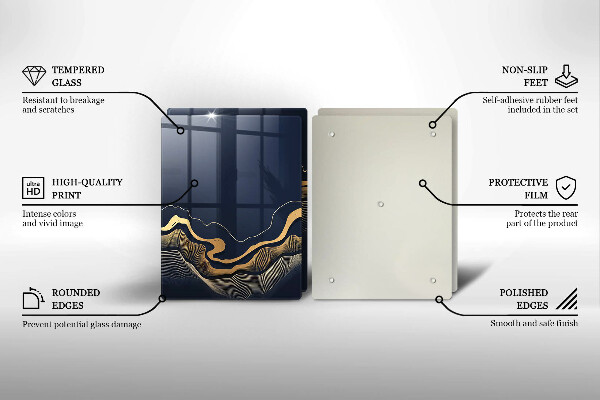 Steklena podloga za rezanje Abstraktne zlate črte