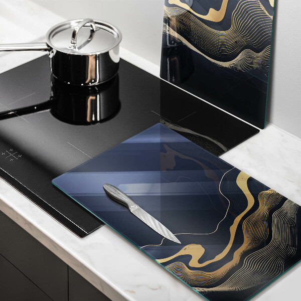 Steklena podloga za rezanje Abstraktne zlate črte