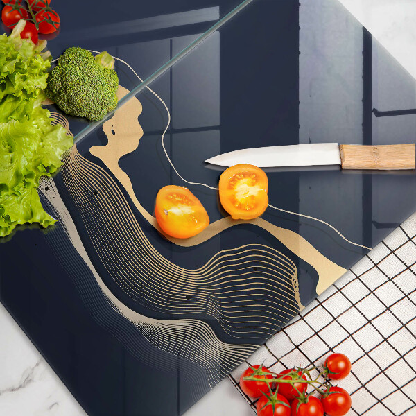 Steklena podloga za rezanje Abstraktne zlate črte