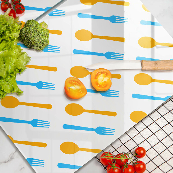 Steklena podloga za rezanje Vilice in žlice