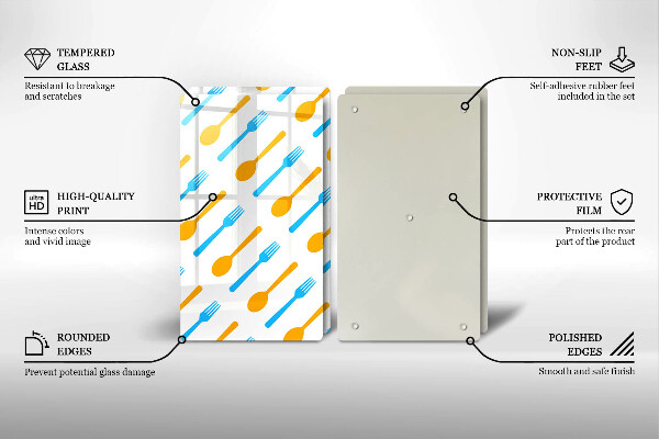 Steklena podloga za rezanje Vilice in žlice