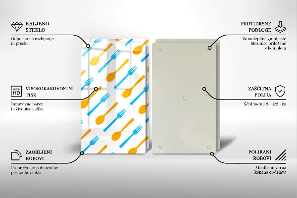 Steklena podloga za rezanje Vilice in žlice