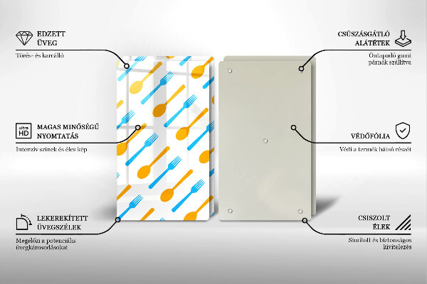 Steklena podloga za rezanje Vilice in žlice