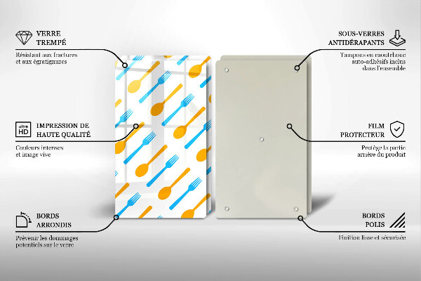 Steklena podloga za rezanje Vilice in žlice