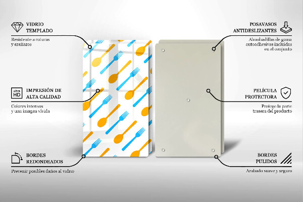 Steklena podloga za rezanje Vilice in žlice