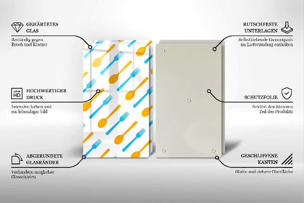 Steklena podloga za rezanje Vilice in žlice