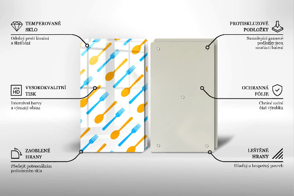 Steklena podloga za rezanje Vilice in žlice