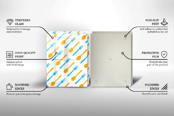 Steklena podloga za rezanje Vilice in žlice