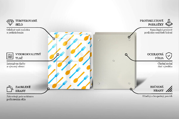 Steklena podloga za rezanje Vilice in žlice